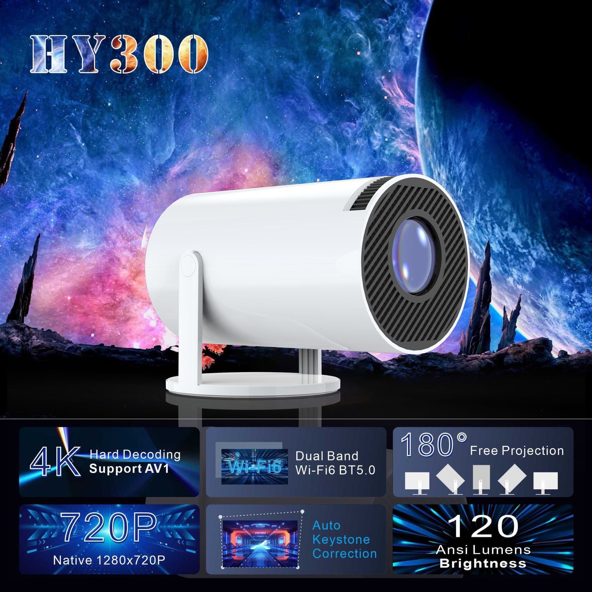 Portable Smart 4K 1080P Mini Projector